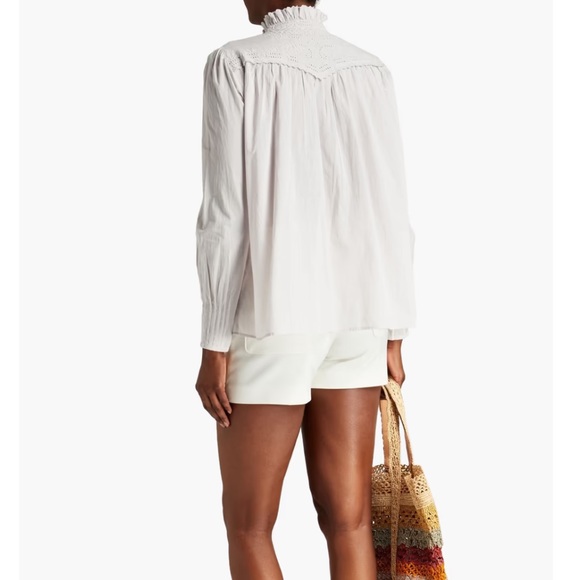 NWOT Ba&Sh paneled broderie anglaise cotton shirt “size 0” or US 2 - Picture 2 of 11